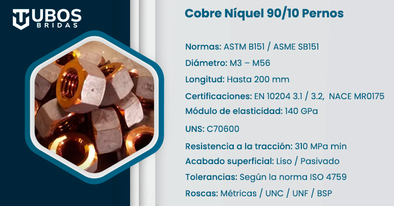 Cobre Níquel 90/10 Pernos