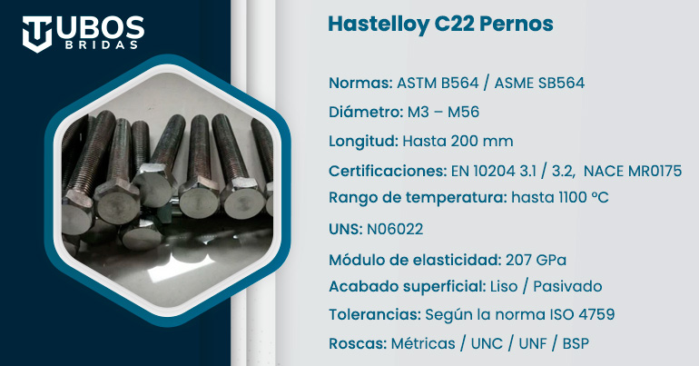 Hastelloy C22 Pernos