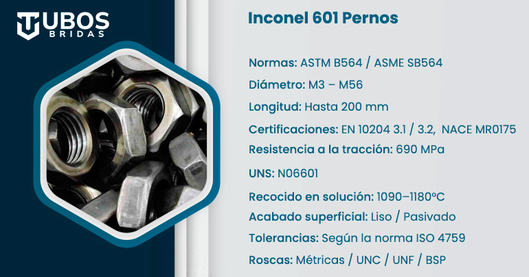 Inconel 601 Pernos