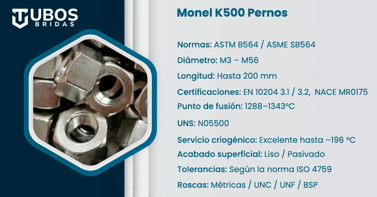 Monel K500 Pernos