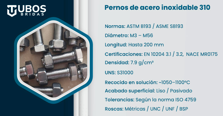 Pernos de acero inoxidable 310