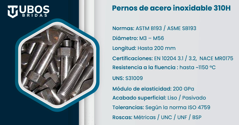 Pernos de acero inoxidable 310H