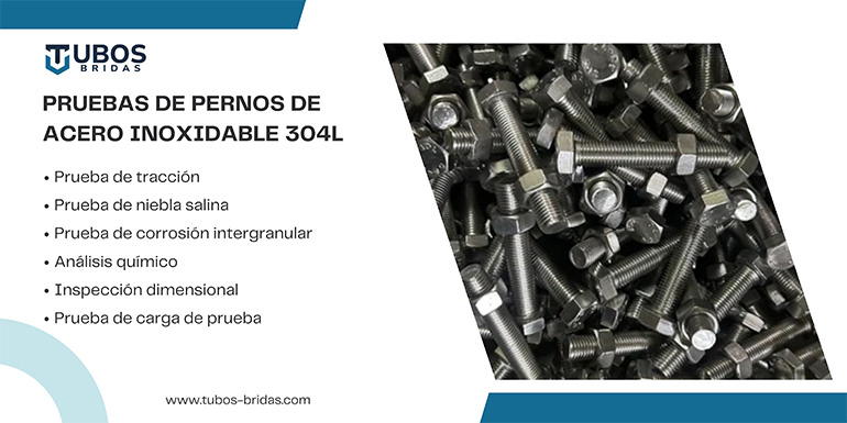 Pruebas de pernos de acero inoxidable 304L